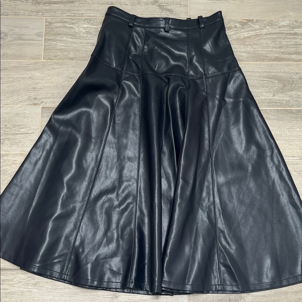 Cinq A Sept Button-Down Faux Leather Skirt - Picture 12 of 12